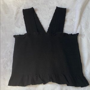 LA Hearts Black stretchy crochet tank top. Ruffles